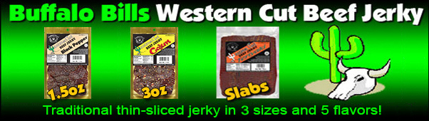 Buffalo Bills Western Cut Beef Jerky - Traditional thin-sliced jerky in 3 sizes and 5 flavors