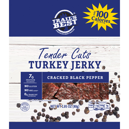 Trail’s Best Cracked Black Pepper Turkey Jerky Packs - 2.85oz