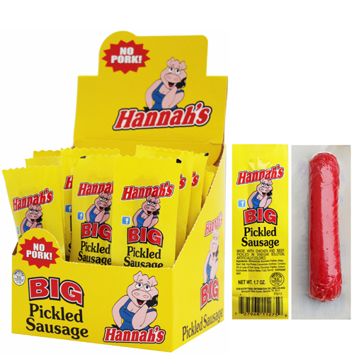 Hannah's Big Pickled 1.7oz Sausages (No Pork) - 20-ct Boxes