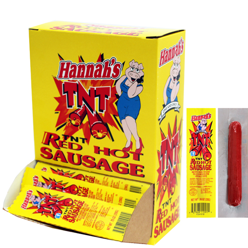 Hannah's TNT Red Hot 0.7oz Sausages (With Pork) - 50-ct Boxes
