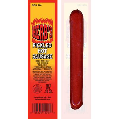 Herb’s Pickled Hot Sausages 0.7oz - Single Wrapped Sticks