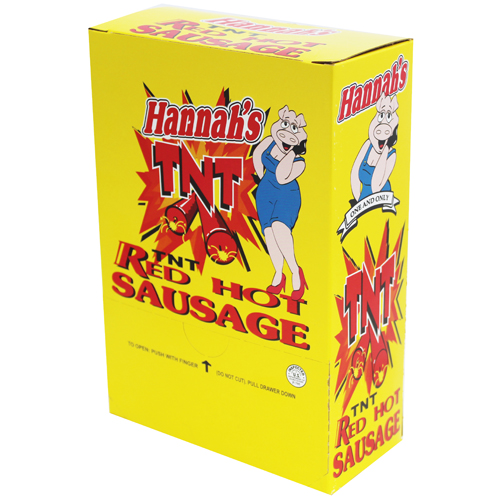 Hannahs Tnt Red Hot Sausages 50 Pickled Sausages Per Box